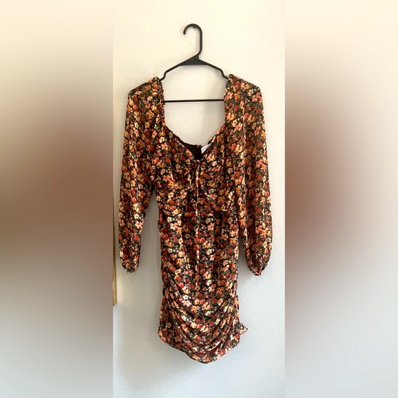 Floret Studios Floral Print long Sleeve minidress Size Medium - Picture 5 of 5